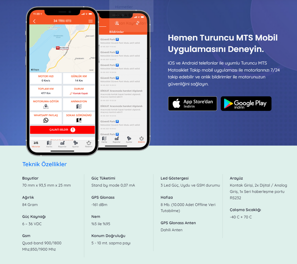 TURUNCU MOTOSIKLET TAKIP CIHAZI (24 AYLIK)